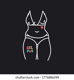 icono del doodle positivo del cuerpo, ilustración del vector