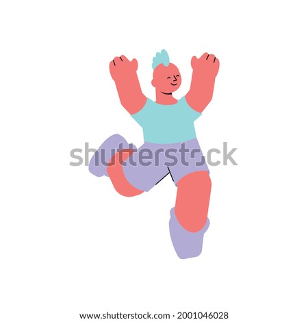 Body positive flat icon with hapy male character vector illustration