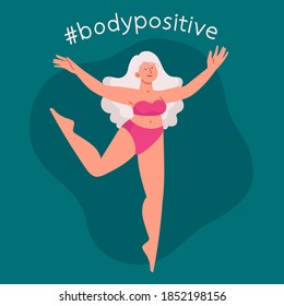 Body positive girl vector illustration flat