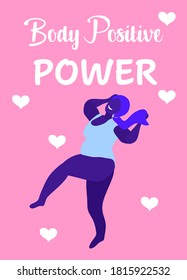 Cuerpo positivo. Feliz y talla chica y estilo de vida saludable activo. Ilustración del vector