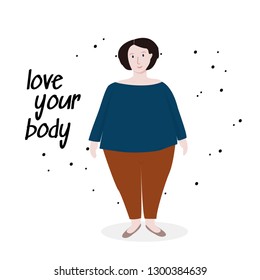 Body positive illustration with woman. 