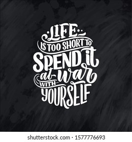 Body positive lettering slogan for fashion lifestyle design. Motivation typography poster and print. Vector hand drawn illustration.