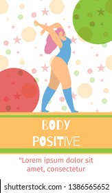Body Positive Media Editable Card with Place for Motivational. Text Network Banner Template Pretty Crummy Woman Posing Elegant. Vector Cartoon Illustration in Fashion Trendy Style Stories Landing Page