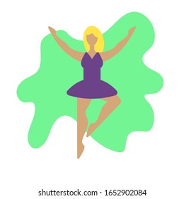 Body positive in modern style. Cartoon cute girl. Vector poster. Body positive in modern style. Beautiful dancer ballerina. Beautiful female figure. Female girl model. Attractive cartoon character