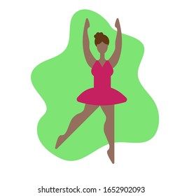 Body positive in modern style. Cartoon cute girl. Vector poster. Body positive in modern style. Beautiful dancer ballerina. Beautiful female figure. Female girl model. Attractive cartoon character