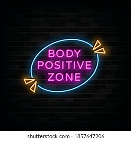 Body Positive neon sign vector. Neon Design template. light banner. night signboard.