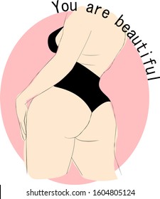 Body positive  plus size girl  Vector illustration  You are beautiful
