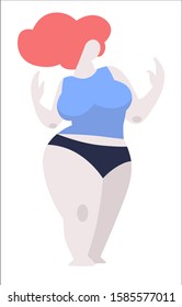 Body positive plus size redhead model in top and underwear