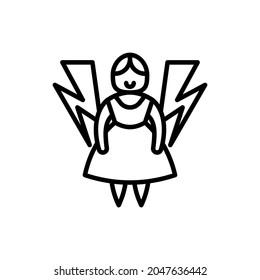 Body positive power thin line icon, woman size plus. Modern vector illustration.