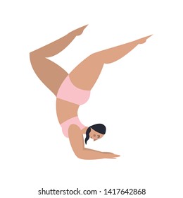 Body positive. Pretty plus size woman isolated on white backgroung. Flat vector illustration.
