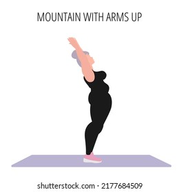Body positive and self acceptance. Yoga posture or asana. Female cartoon yoga pose. Full body yoga workout vector illustration