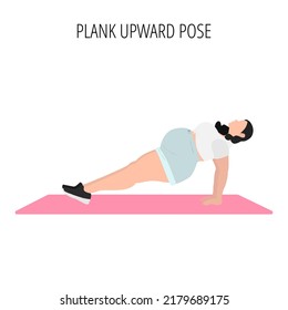 Body positive and self acceptance. Yoga posture or asana. Female cartoon yoga pose. Full body yoga workout vector illustration