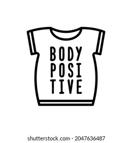 Body positive thin line icon, plus size t-shirt. Modern vector illustration.