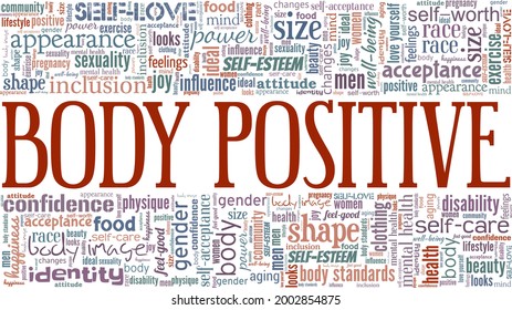 Body Positive vector illustration word cloud isolated on a white background.