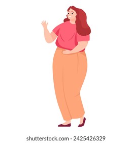 Body positive woman of colorful set. The illustration portrays a beautiful woman in a colorful and lively design, adding a touch of whimsy and charm. Vector illustration.