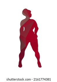 Body positive woman silhouette plus-size fashion model isolated on white background. Vector illustration plus-size models for fashion booklet, leaflet, poster.