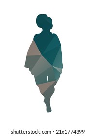 Body positive woman silhouette plus-size fashion model isolated on white background. Vector illustration plus-size models for fashion booklet, leaflet, poster.