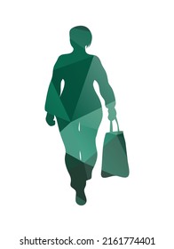 Body positive woman silhouette plus-size fashion model isolated on white background. Vector illustration plus-size models for fashion booklet, leaflet, poster.