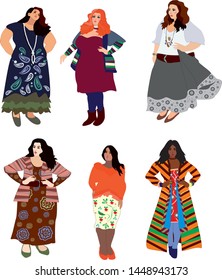 Body positive Women in clothing, style Boho