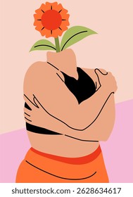 Body Positivity Conceptual Flower Illustration 