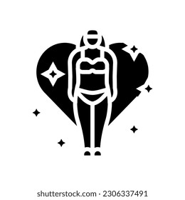 body positivity feminism woman glyph icon vector. body positivity feminism woman sign. isolated symbol illustration