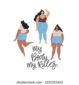 body positivity -  Flat style vector illustration. Love your body. 