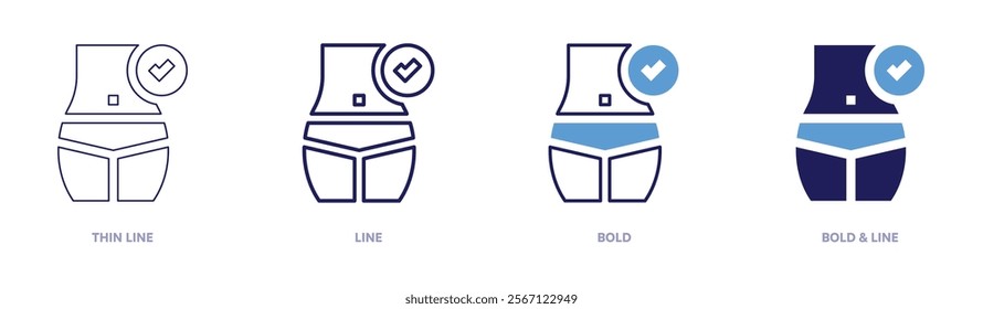 Body positivity icon in 4 different styles. Thin Line, Line, Bold, and Bold Line. Duotone style. Editable stroke.