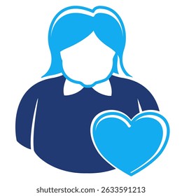 Body Positivity icon represented by fat woman, love Dualtone style.