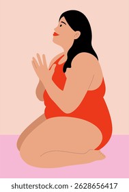 Body Positivity Women Stretching Illustration