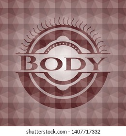 Body red emblem with geometric background. Seamless.