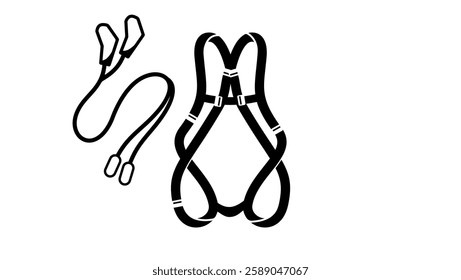 body safety harness, black isolated silhouette
