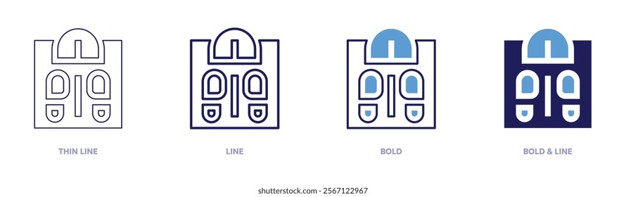 Body scale icon in 4 different styles. Thin Line, Line, Bold, and Bold Line. Duotone style. Editable stroke.