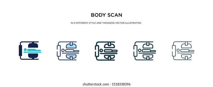 body scan icon in different style and thickness vector illustration. Two colored and black body scan vector icons in filled, outline, line, stroke style can be used for web, mobile, UI