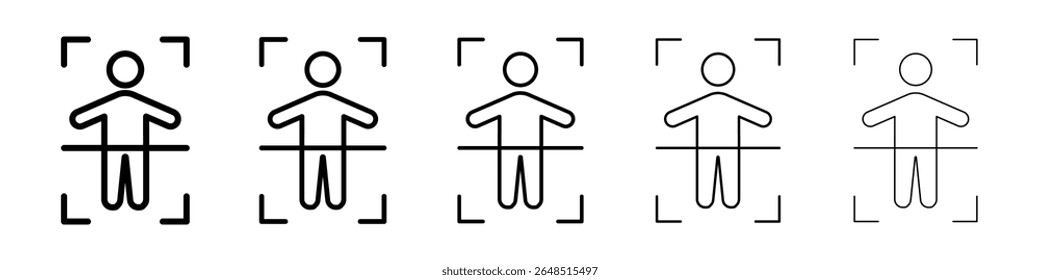 Icono de escaneo corporal lleno de concepto de signo plano para el Diseño web.