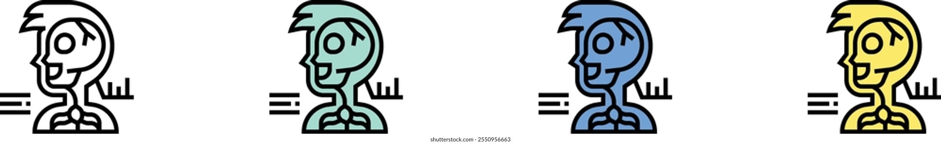 body scan icon. Outline, Green, Blue and Yellow Style Design Isolated On White Background