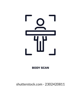 body scan icon. Thin line body scan icon from ai and future technology collection. Outline vector isolated on white background. Editable body scan symbol can be used web and mobile