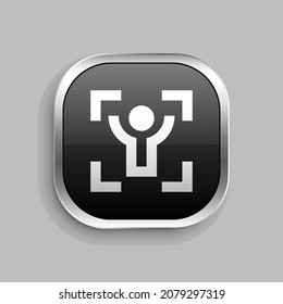 diseño de icono de línea de exploración de cuerpo. Estilo botón brillante rectángulo redondeado aislado en fondo gris. Ilustración del vector