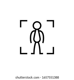 Vektorillustration des Körperscans Symbol auf linearem Hintergrund, Kontursymbol einzeln auf weißem Hintergrund