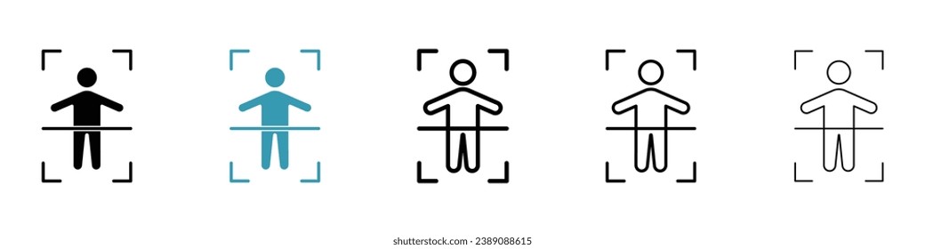 Body scan vector line icon set in black and white color.