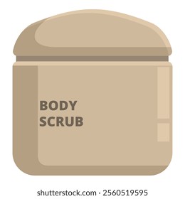 Body scrub jar with brown cap for applying to the skin during beauty treatment