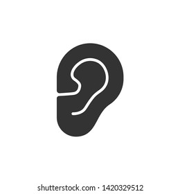 Body senses heard. Ear icon on a white background