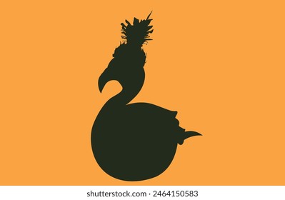 Body shadow of flamingo with pineapple on the head.