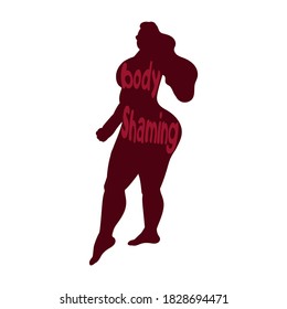 Body shame - the body of a fat and obese woman is marked with the sign of body shame. Negative body image due to being overweight and ugly. Assault and assault due to physical beauty