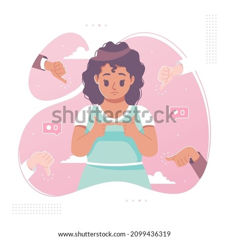 body shaming insecurity vector illustration