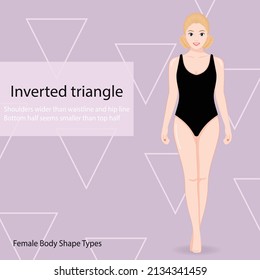 Body shape inverted triangle young pretty woman in bikini swimsuit different body shapes of woman