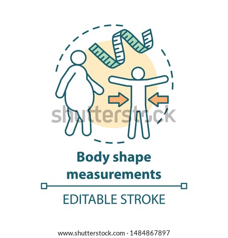 Body shape measurement concept icon. Fighting obesity, keeping fit idea thin line illustration. Measuring tape. Controlling body mass. Vector isolated outline drawing. Editable stroke
