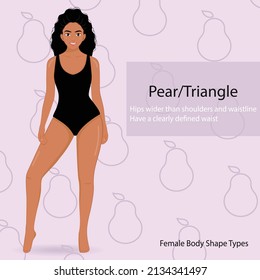 Forma corporal triángulo de pera joven africana en traje de baño bikini diferentes formas corporales de mujer