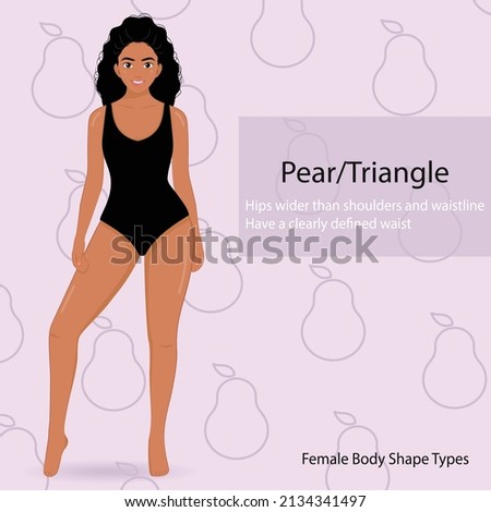 Body shape pear triangle young african woman in bikini swimsuit different body shapes of woman