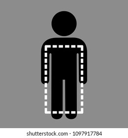 Body shape and physique of male human body. Symbolic silhouette of man and frame - ratio between hips, waist and shoulder as beautiful and attractive proportions and dimensions. Vector illustration