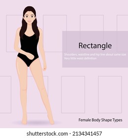 Body shape rectangle young pretty woman in bikini swimsuit different body shapes of woman